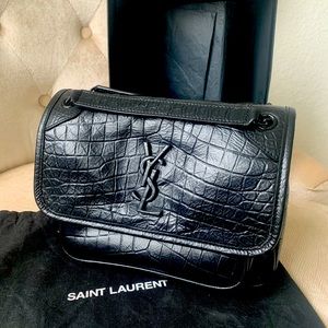 Saint Laurent Niki Baby Crocodile Embossed Bag